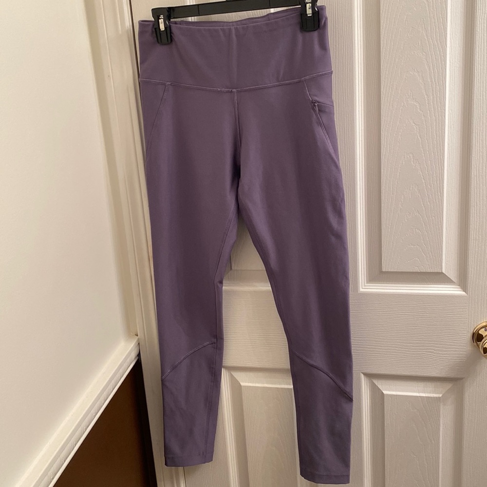 High waisted purple athletic leggings